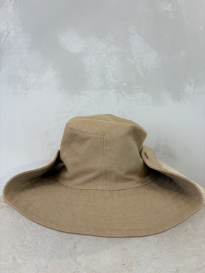 Miu Miu Beige Canvas Logo Cowboy Hat, L