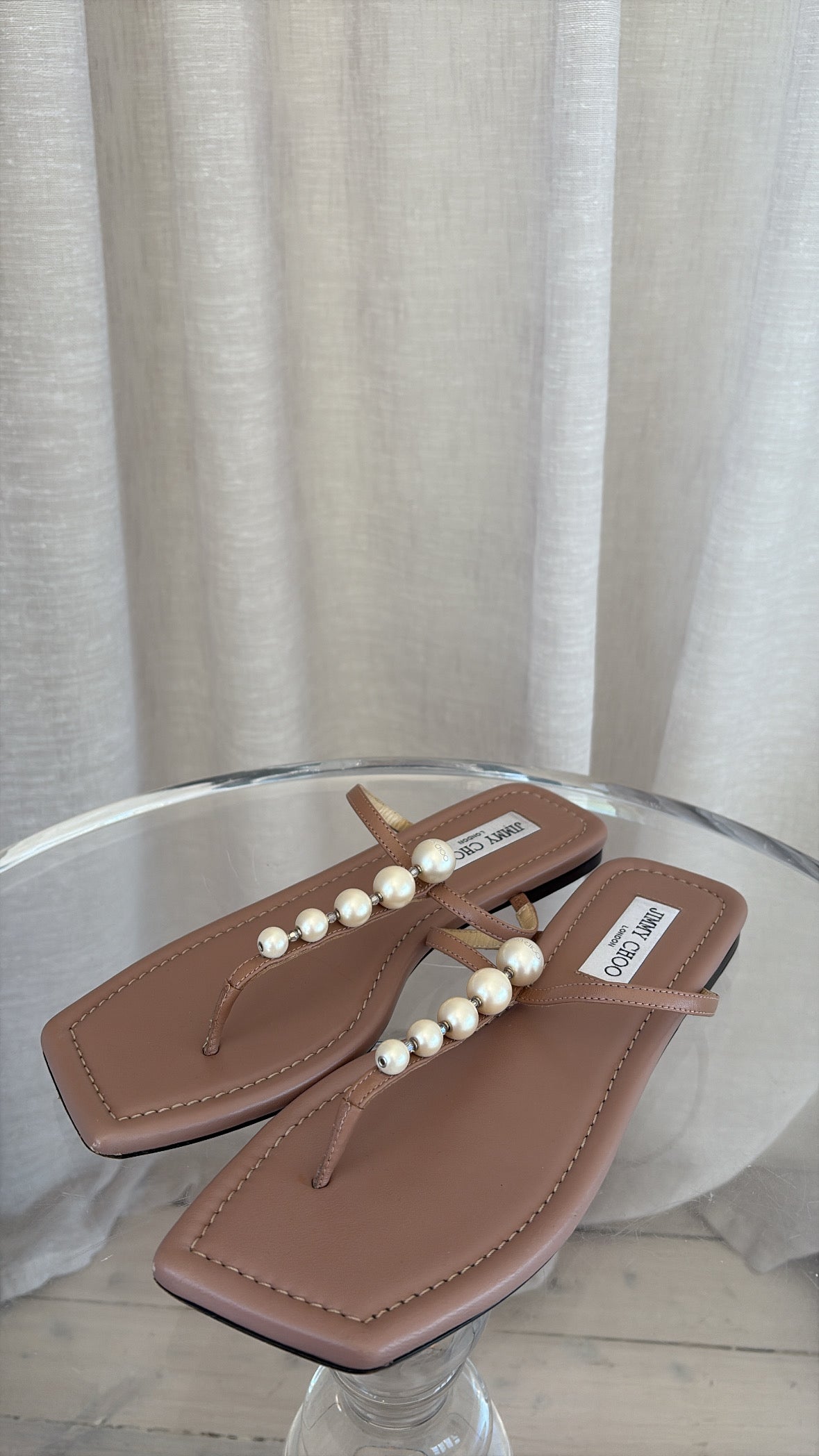 Jimmy Choo Alaina Flats With Pearl Detail Ballet Pink, 39.5