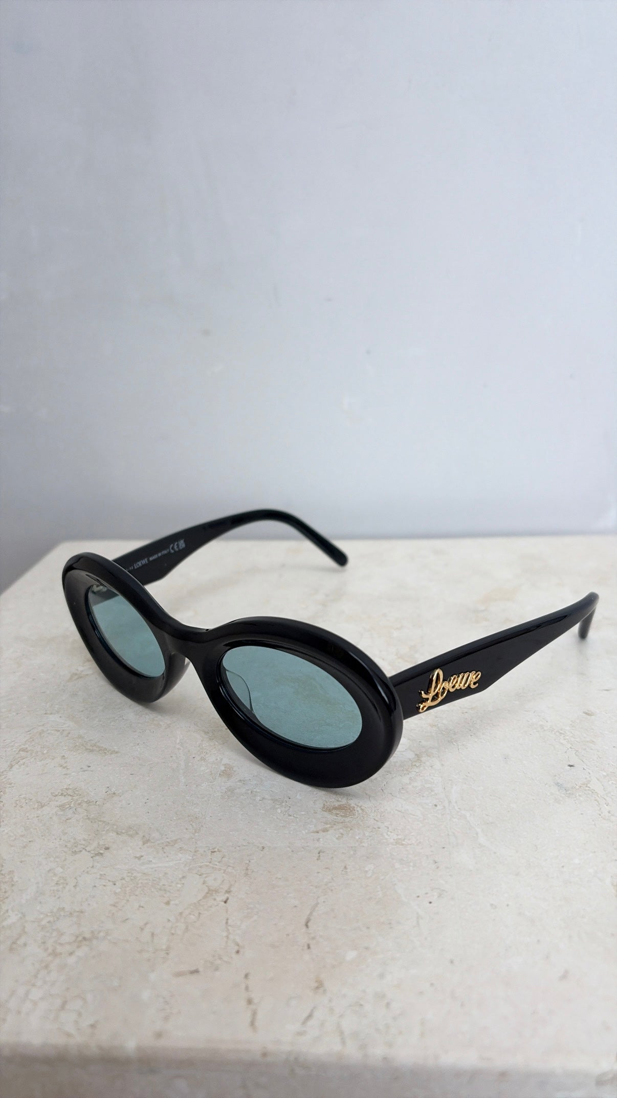 Loewe Black Oval Logo Arm Sunglasses