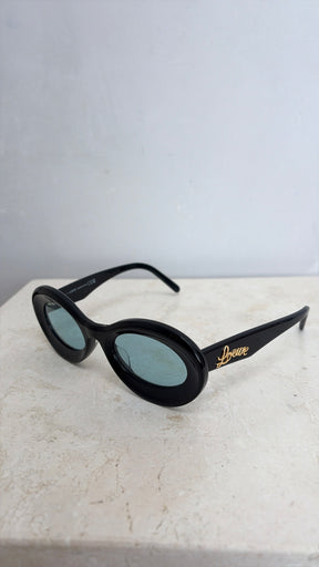Loewe Black Oval Logo Arm Sunglasses
