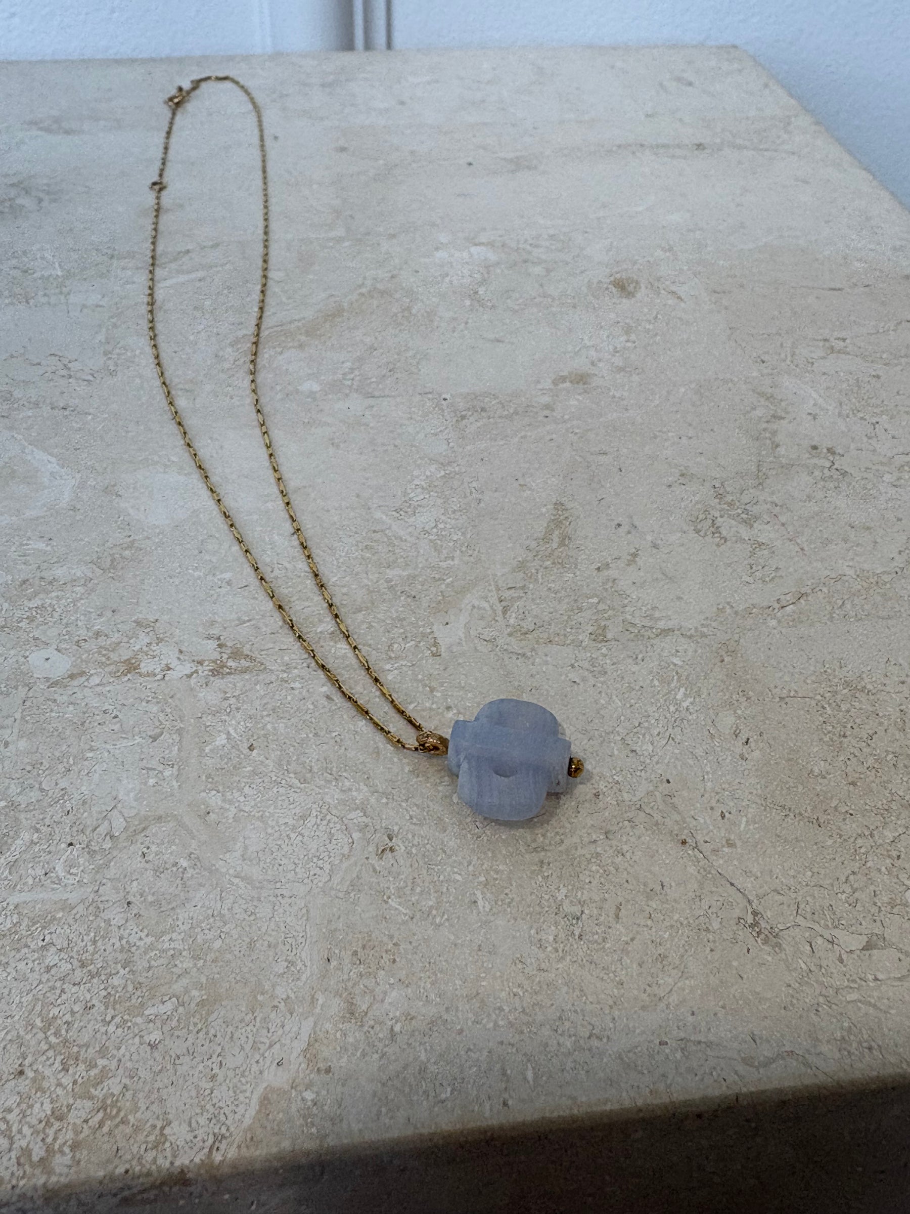 Lucy Folk Stone Key Necklace With Gold Chain 9 CT