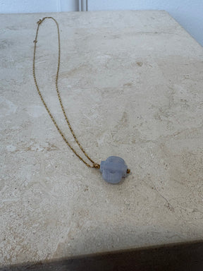 Lucy Folk Stone Key Necklace With Gold Chain 9 CT