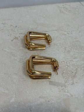 Saint Laurent Gold Tone Hoop Earrings