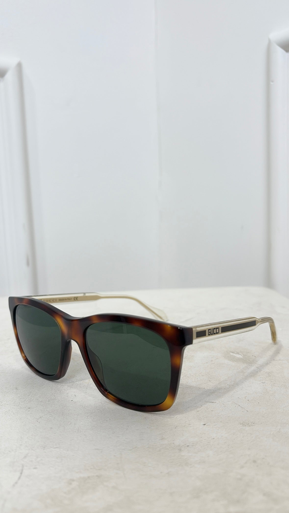 Gucci Tortoiseshell Wayfarer Gold Arm Sunglasses