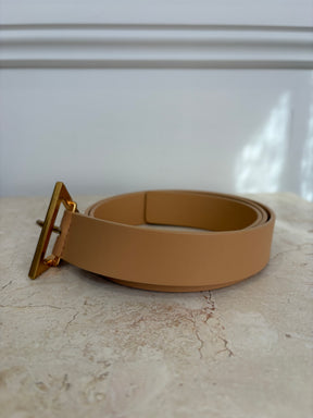 Bottega Veneta Sand Leather Triangle Belt, 75