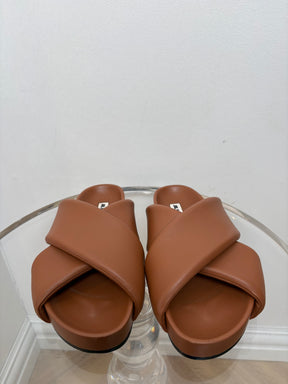 Jil Sander Tan Leather Padded Slides, 39
