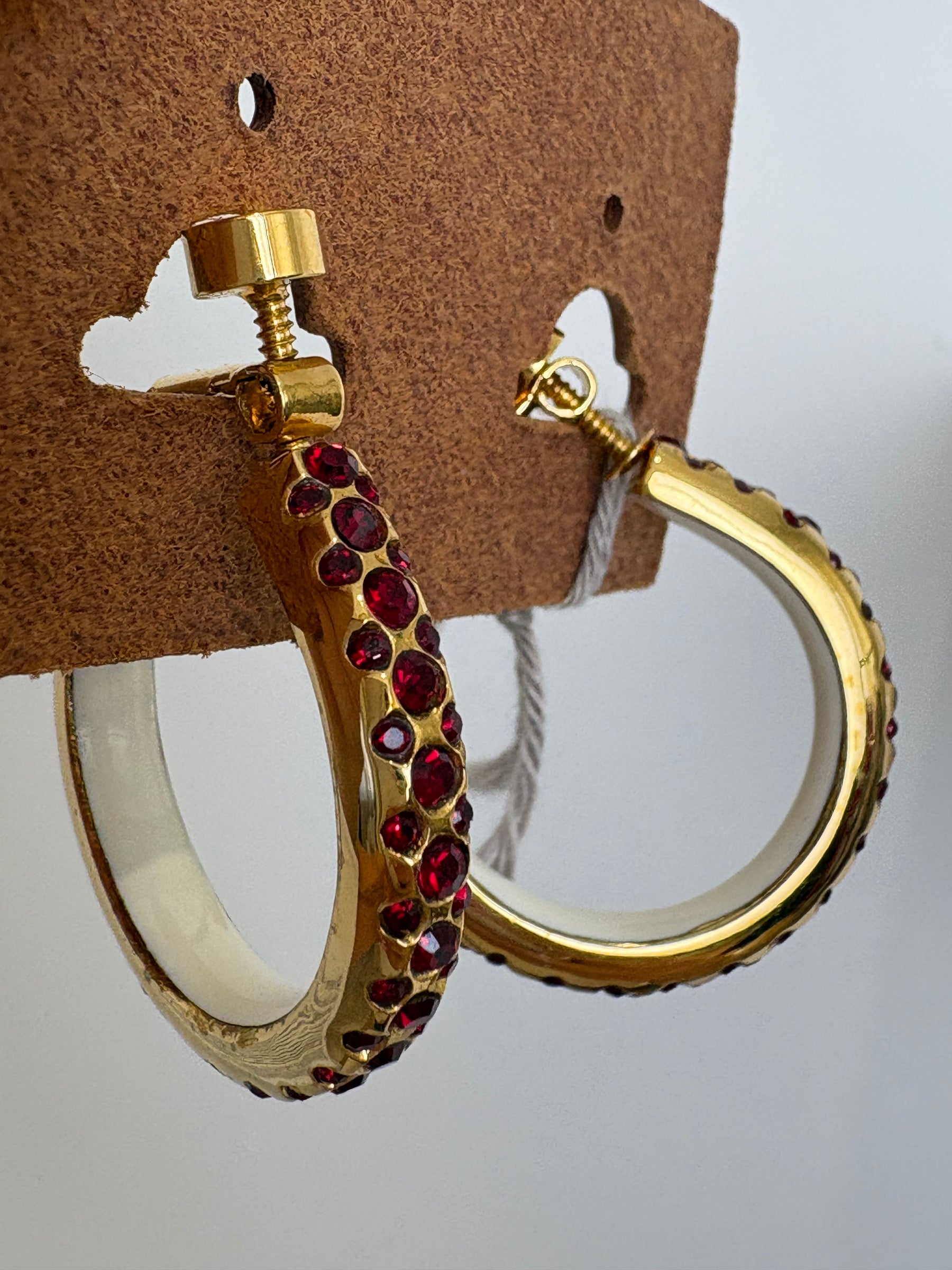 MARNI Metal And Red Crystal Clip On Earrings