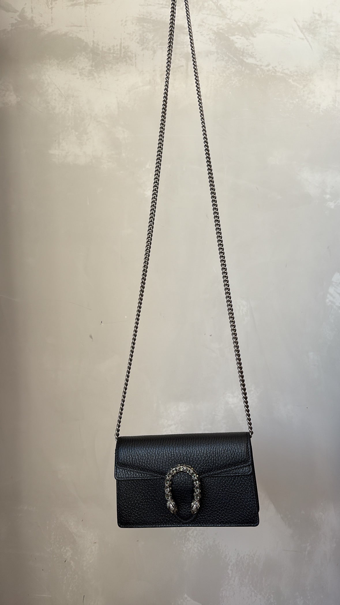 Gucci Black Leather Super Mini Dionysus Bag