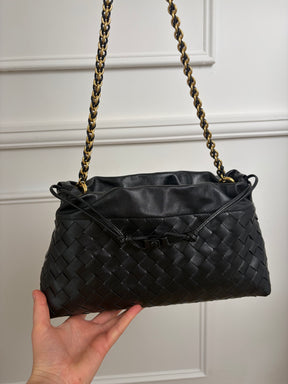 Bottega Veneta Black Intrecciato Leather 'Dustbag Notte' Bag