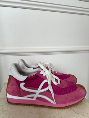 Loewe Pink and White Suede and Nylon Flow Runner, 39