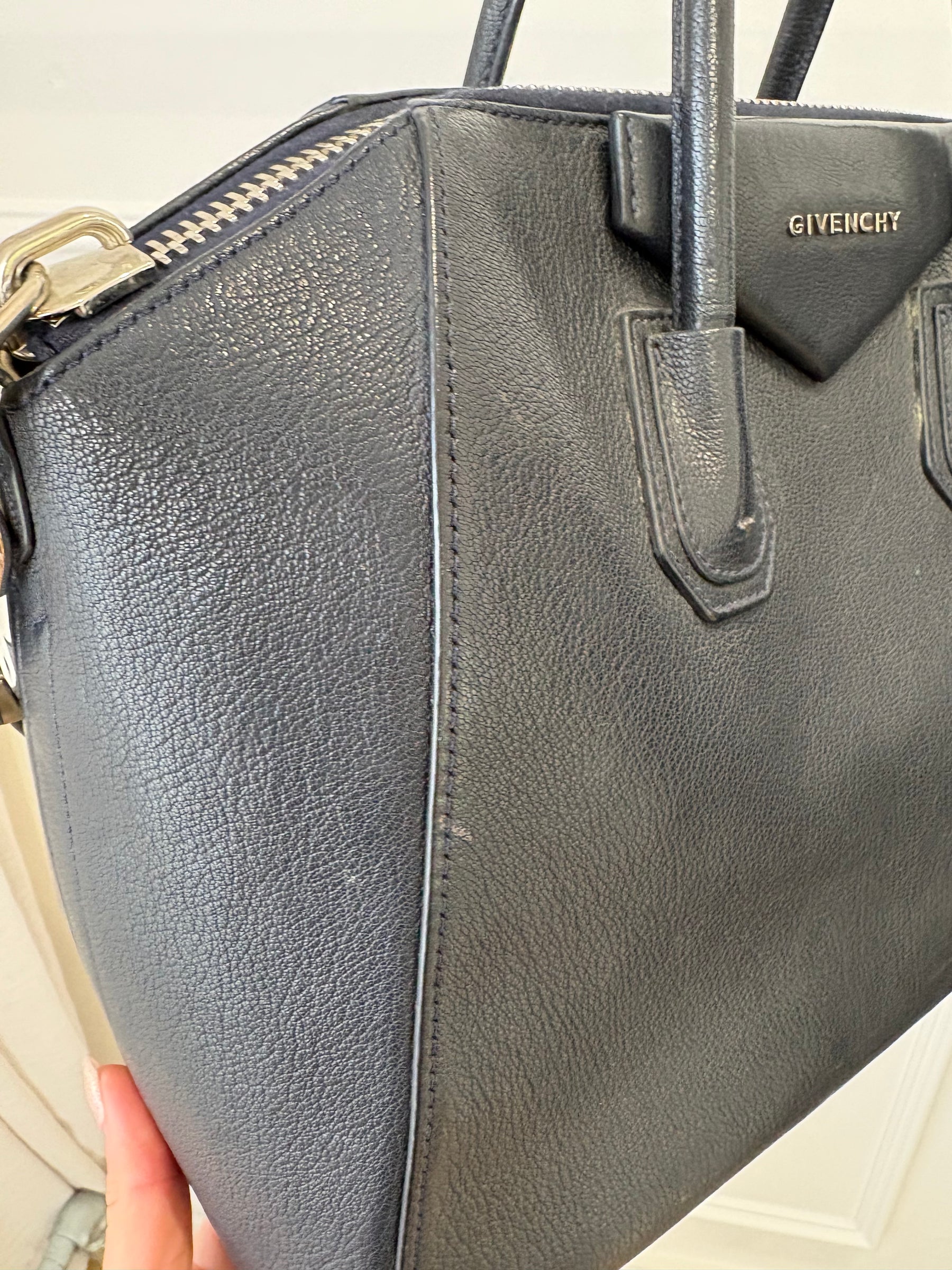 Givenchy Navy Leather Medium Antigona Bag