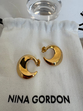 Nina Gordan Gold Plated Sterling Silver Moon Stud Earrings