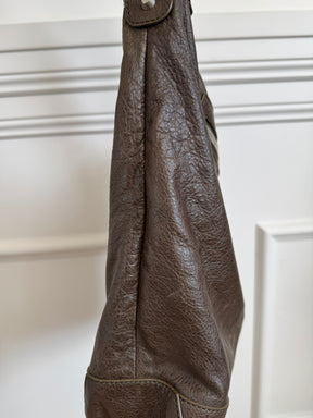 Balenciaga Dark Khaki Crossbody City Hobo Bag