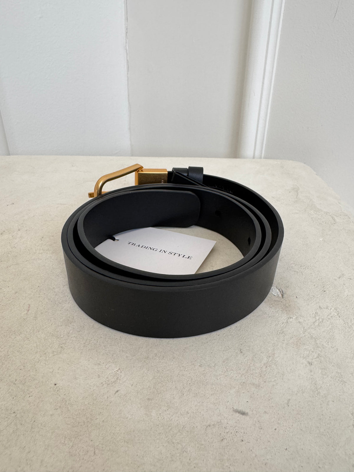 Camilla and Marc Black Leather Brushed Buckle Belt, S/M