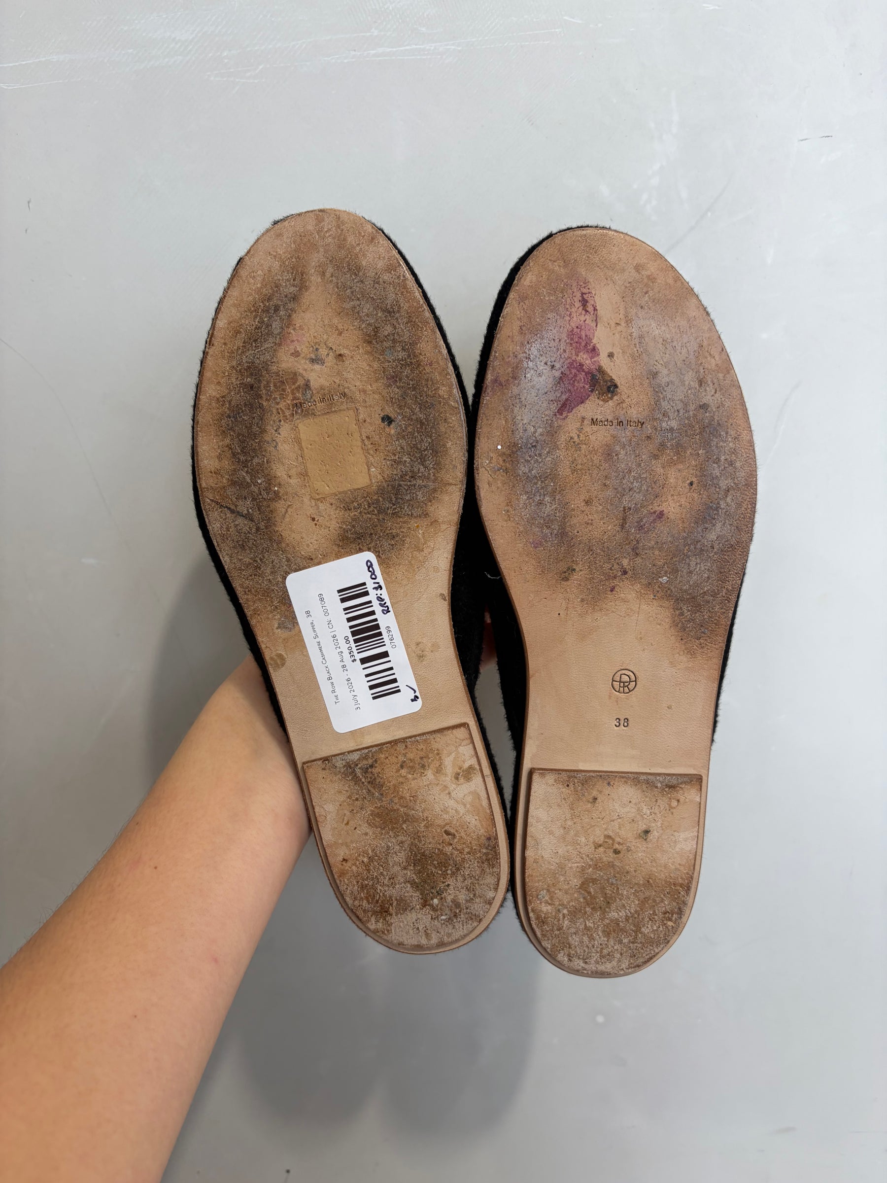 The Row Black Cashmere Slipper, 38