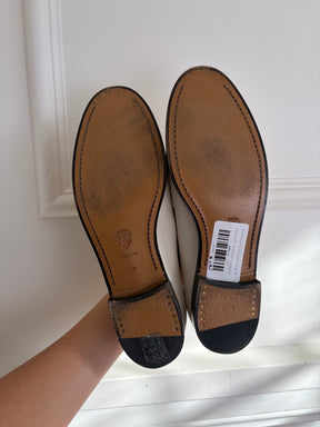 Gucci White Leather Crystal Jordaan Loafers, 38