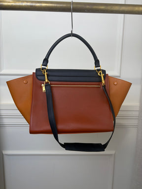Celine Navy Tan and Rust Leather Trapeze Bag