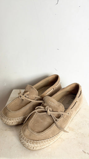 Prada Beige Suede Espadrille Mocassin, 38