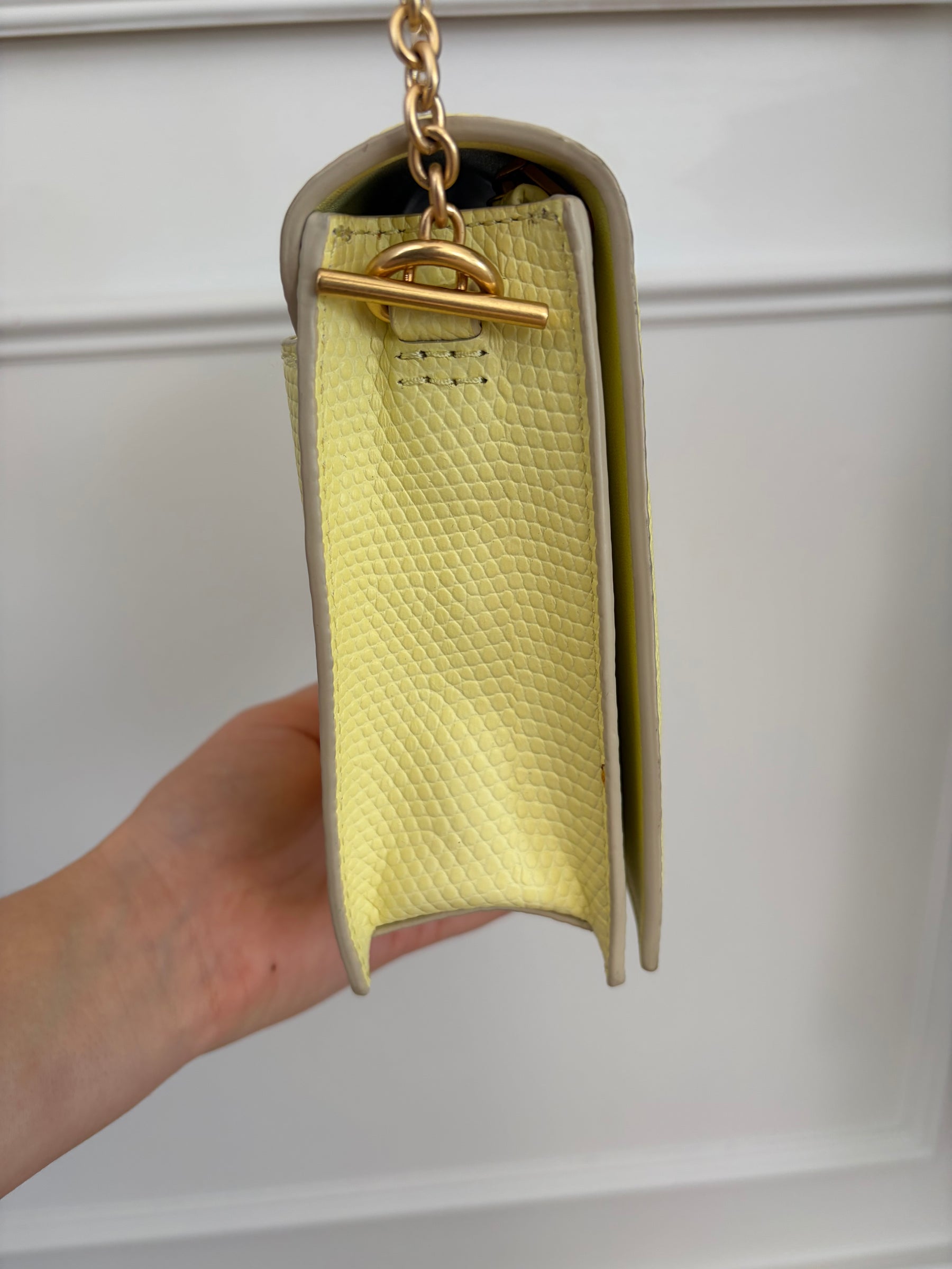 Oroton Yellow Lizard Embossed Crossbody Bag