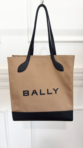 Bally Canvas Leather Tote In Camel