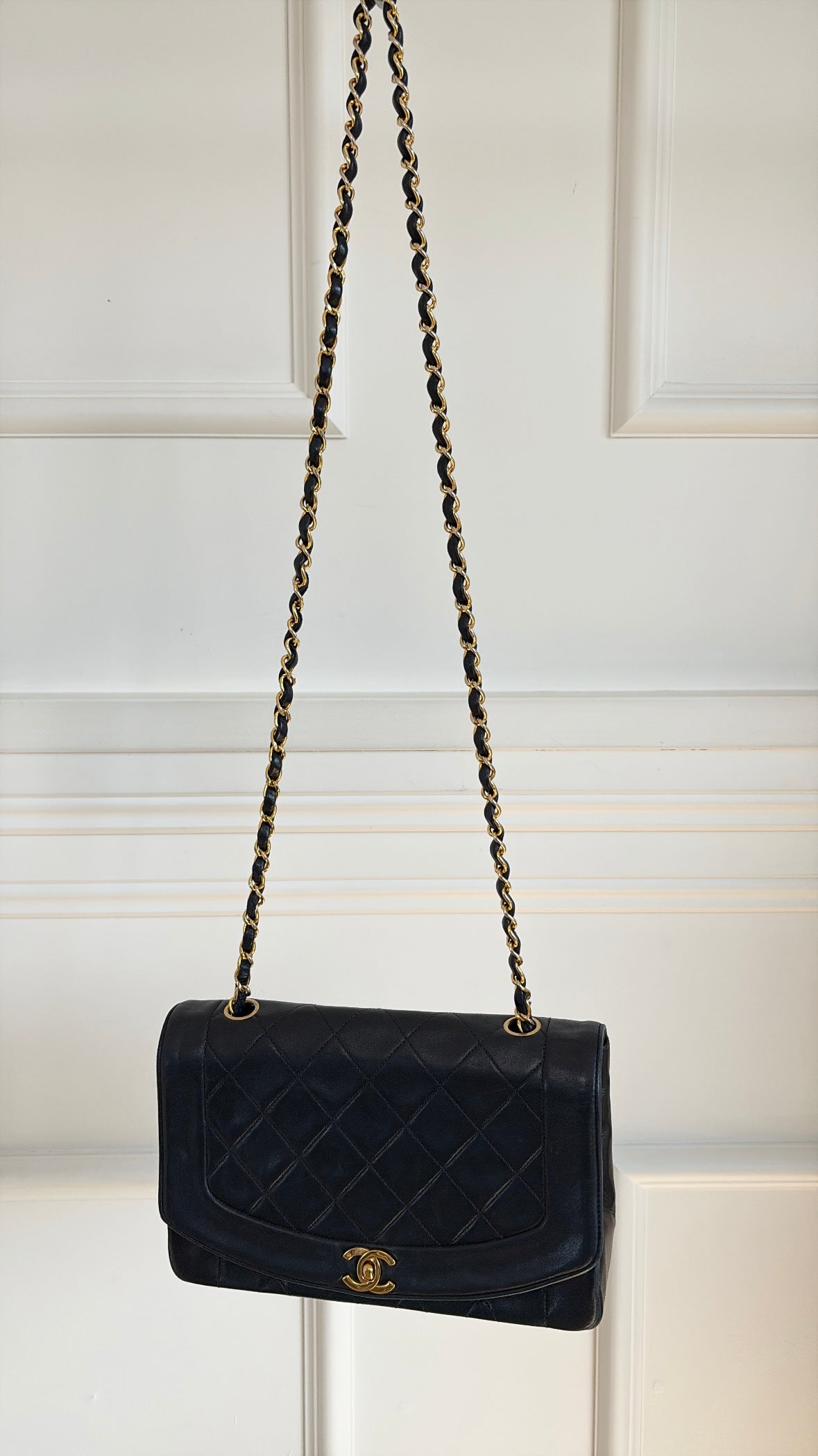 Chanel Black Leather Diana Flap Bag