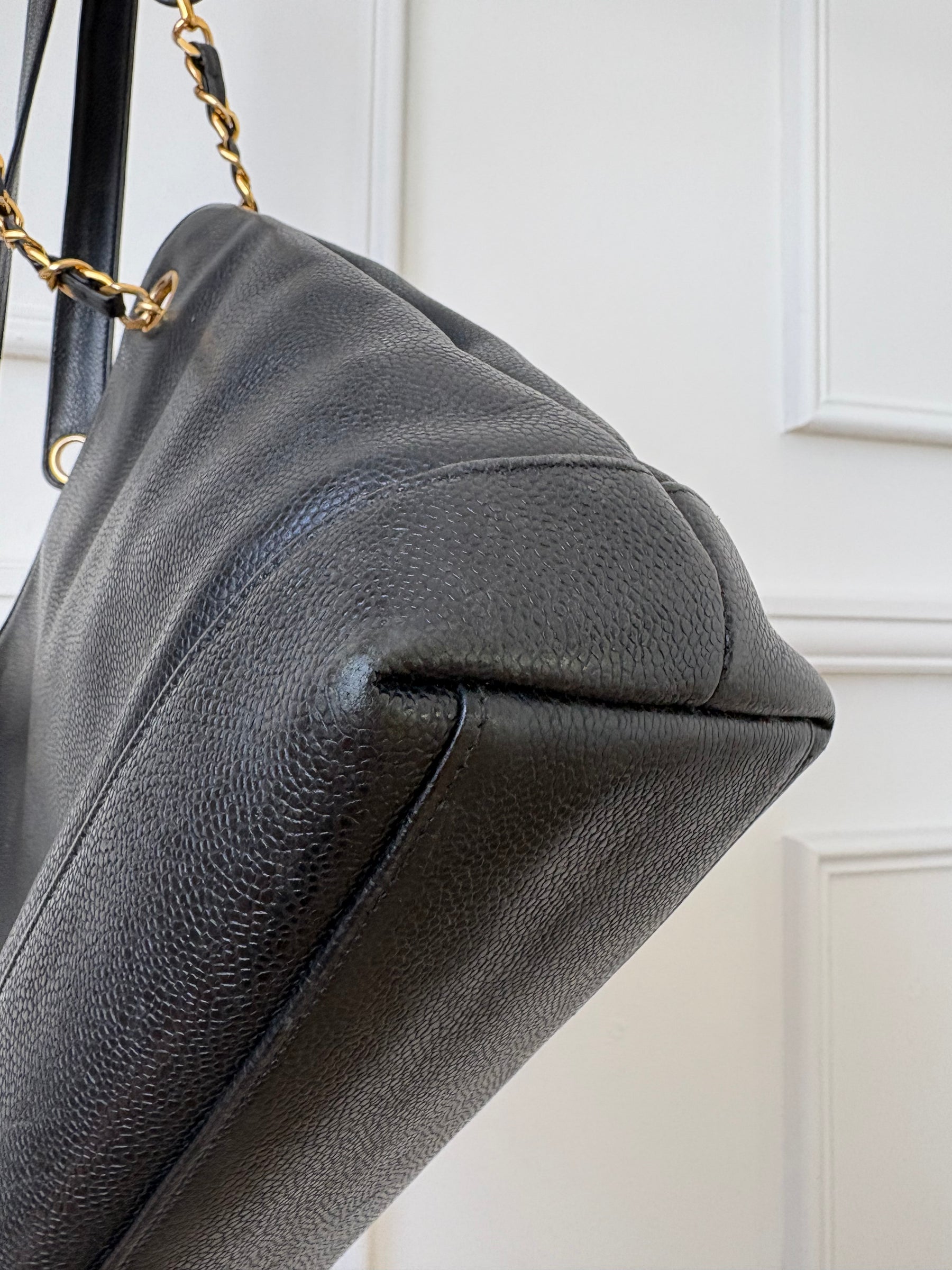Chanel Vintage Coco Mark Chain Tote Bag Black