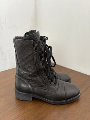 Chanel Black Quilted Leather Boots, 35
