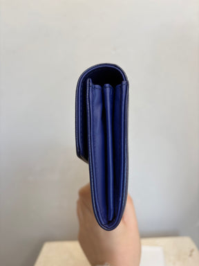 Chanel Purple Grained Patent Leather Flap Logo Wallet