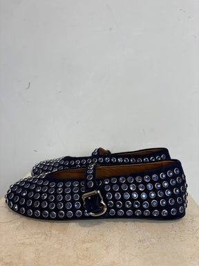 Alaia Studded Mary Jane Flats In Navy, 37