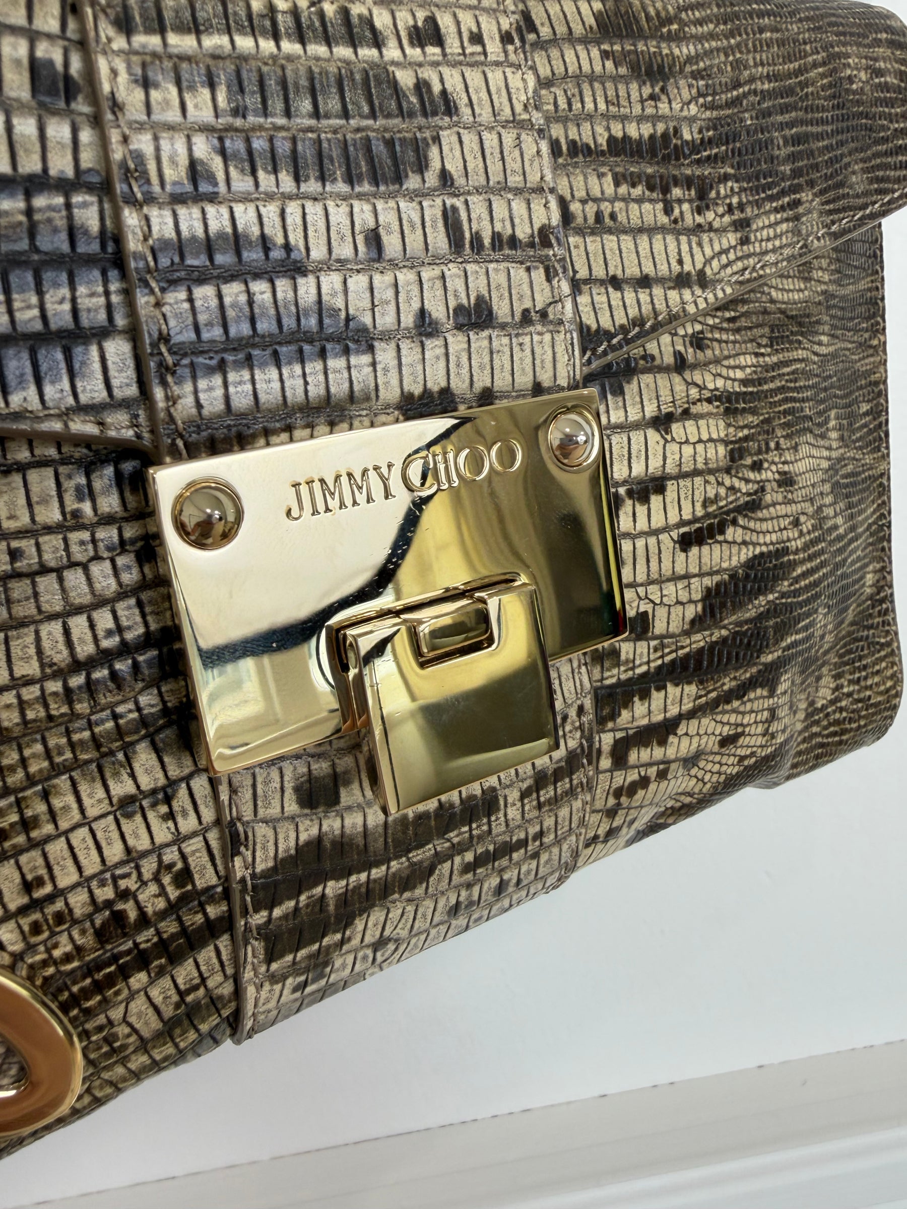 Jimmy Choo Snake Skin Embossed Wristlet Clutch
