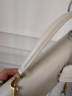 Saint Laurent Ecru Leather Large Sunset Bag