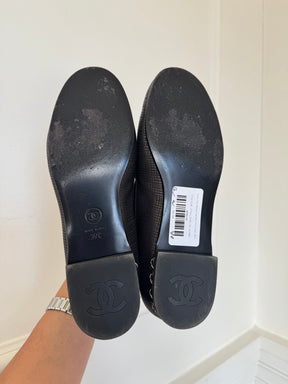 Chanel Dark Bronze Textured Logo Loafer, 39 C