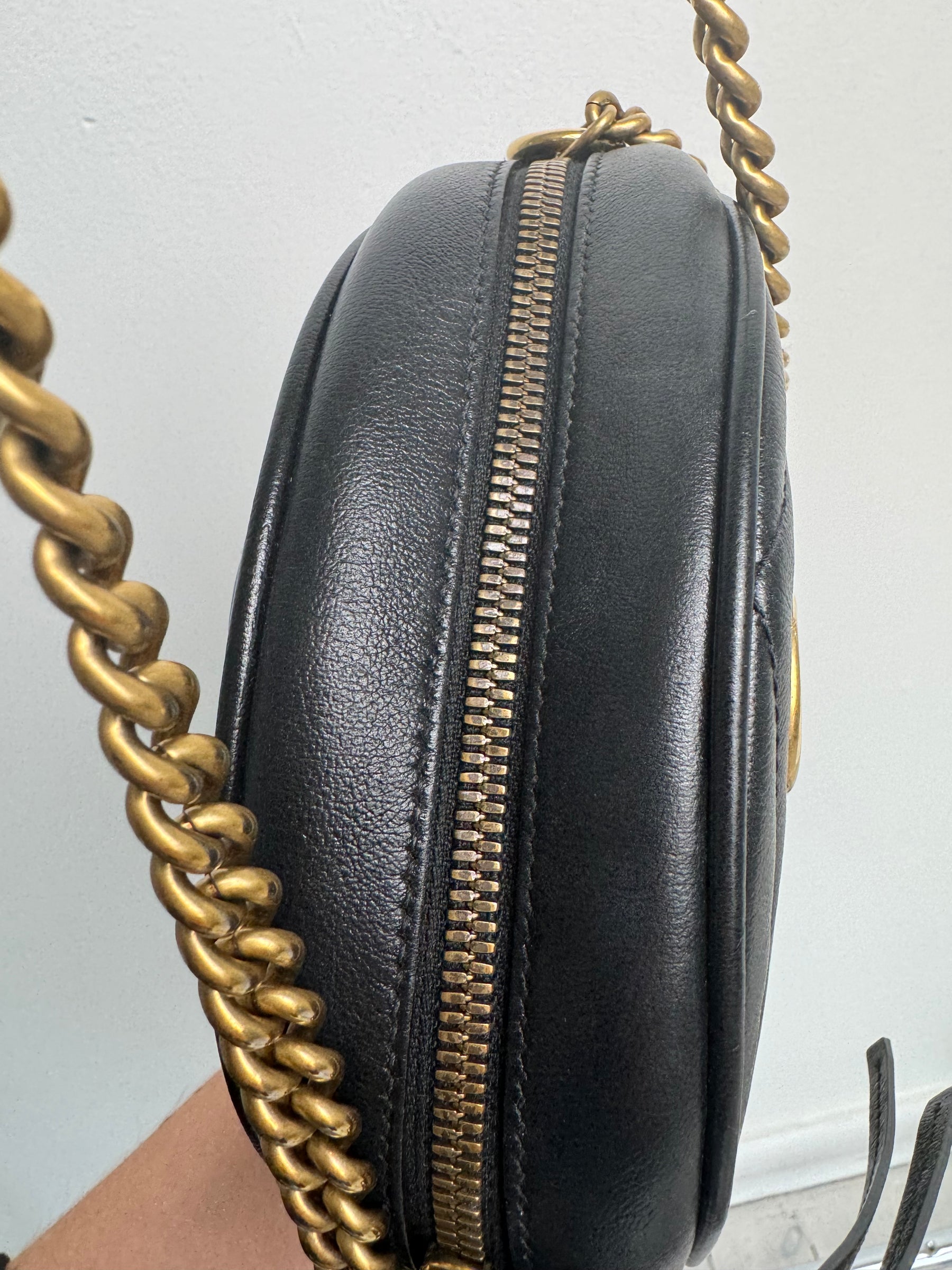 Gucci GG Marmont Round Leather Crossbody Bag