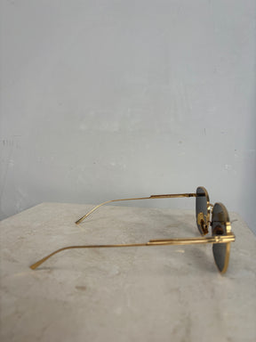 Bottega Veneta Gold Round Aviator Sunglasses