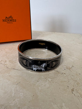 Hermès Enamel Printed Wide Grand Apparat Bracelet, R