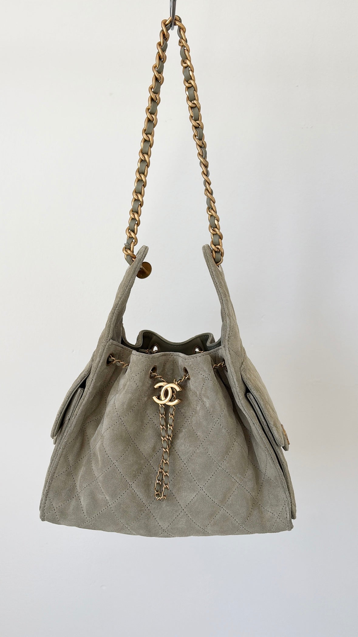 Chanel Small 25 in Sage Suede Bag