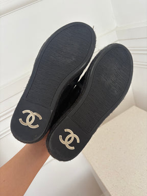 Chanel Black Patent Leather Espadrille, 38 C