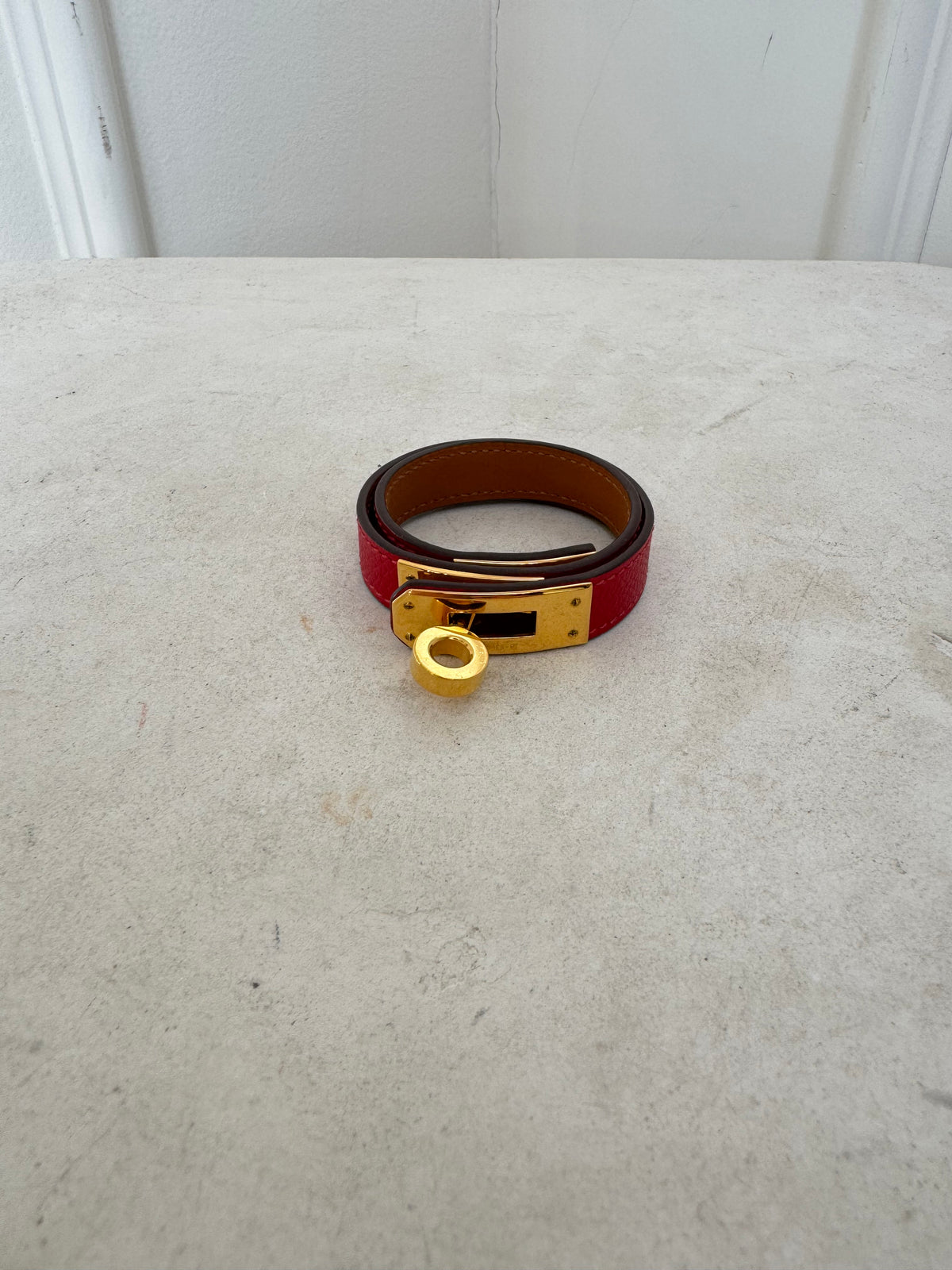 Hermès Red Leather Kelly Double Tour Bracelet