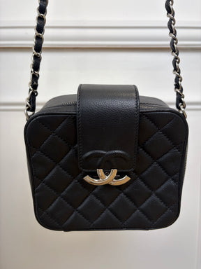 Chanel Black Leather Mini Quilted CC Box Camera Bag