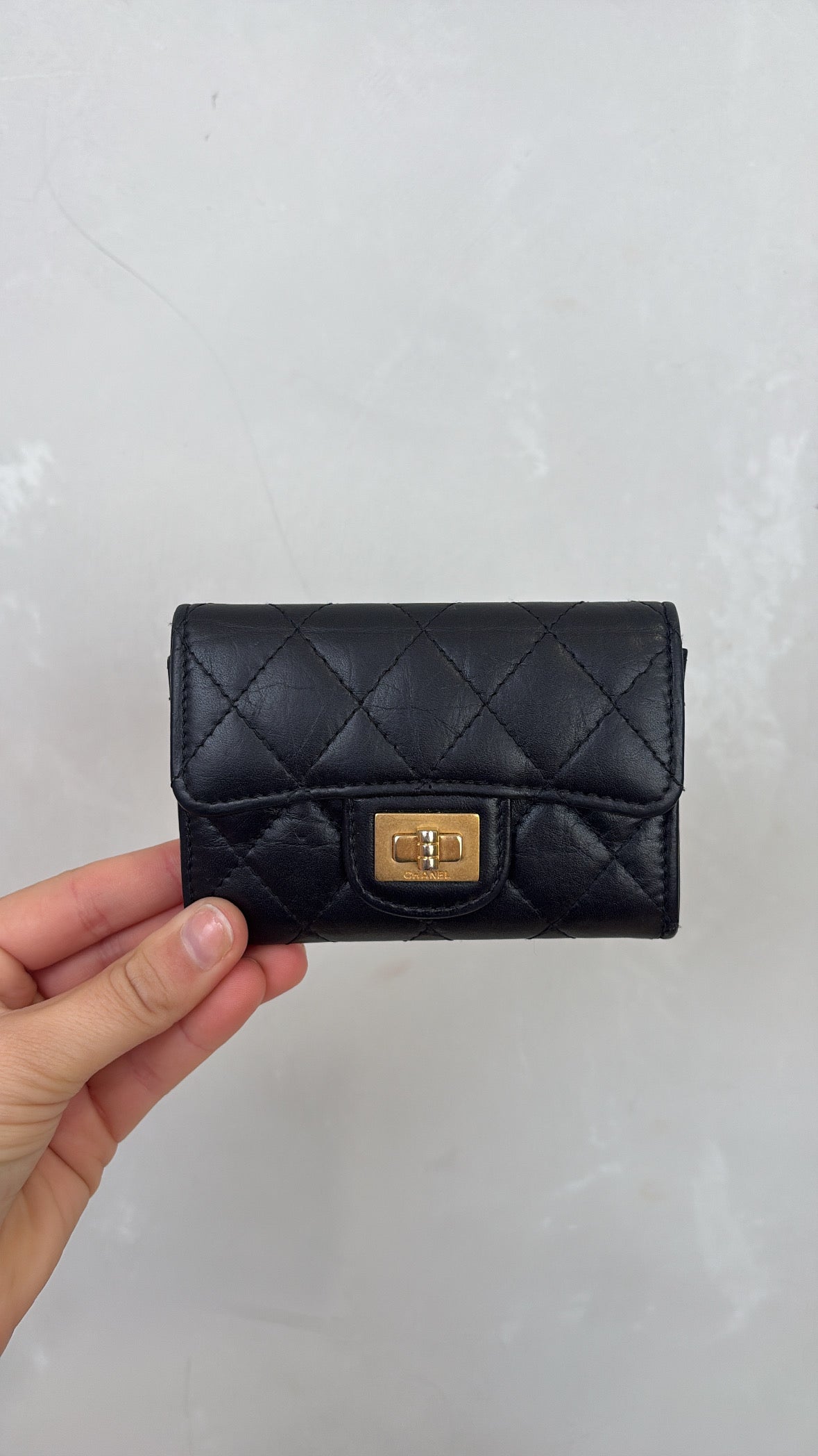 Chanel Black Lambskin Reissue Flap Card Wallet