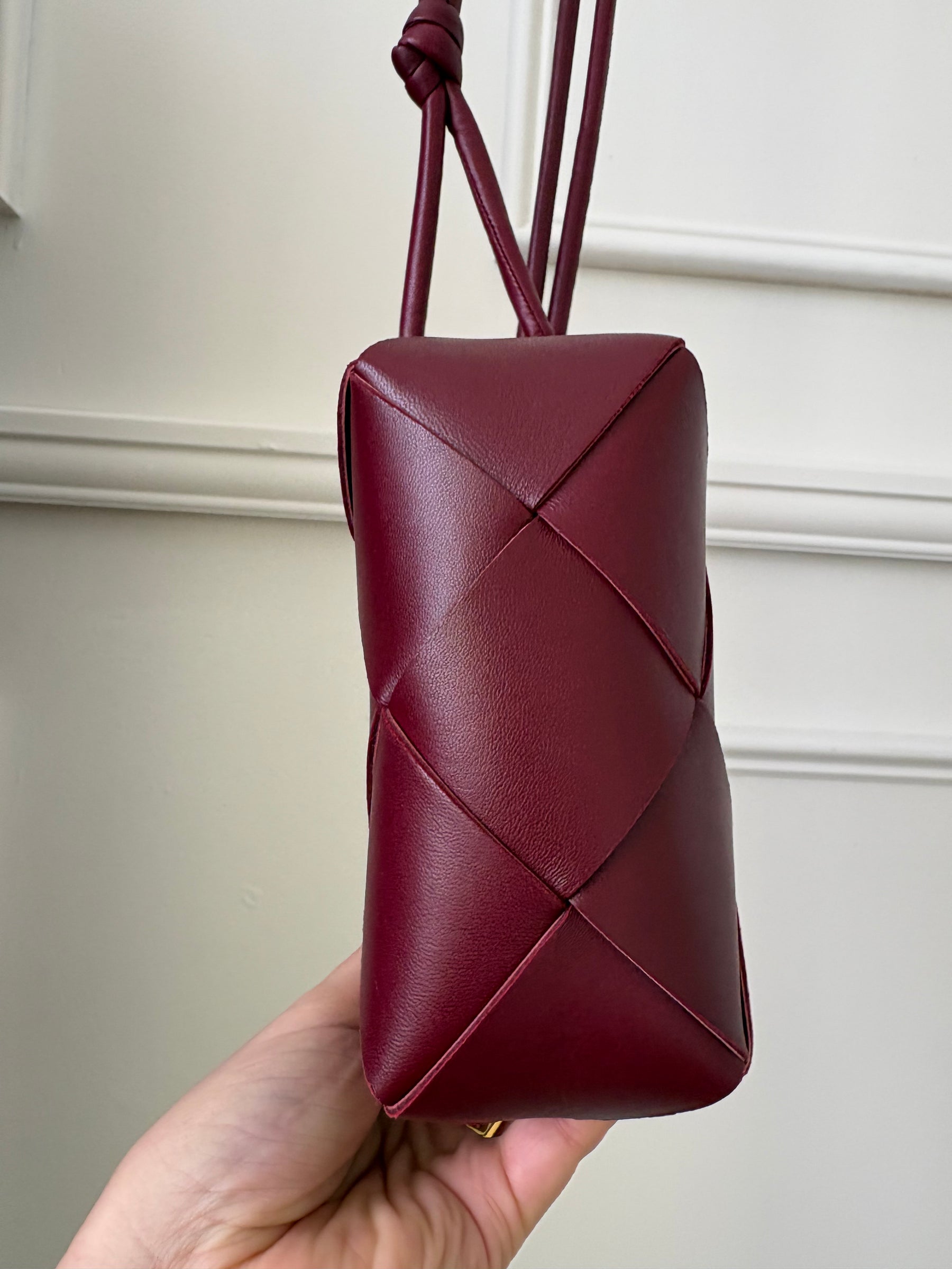 Bottega Veneta Maxi Intrecciato Mini Cassette Camera Bag In Merlot
