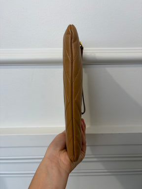 Saint Laurent Tan Chevron Leather Wristlet