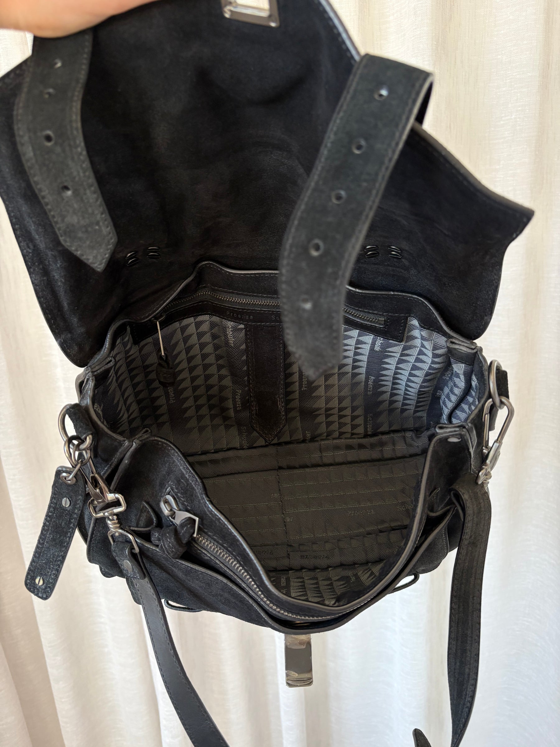 Proenza Schouler Black Suede PS1 Satchel Bag