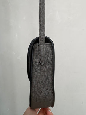 Celine Charcoal Grained Leather Mini Trotteur Bag