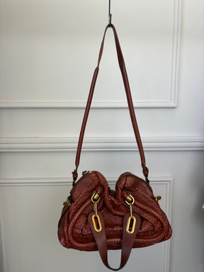 Chloé Chestnut Python and Leather Paraty Tote Bag