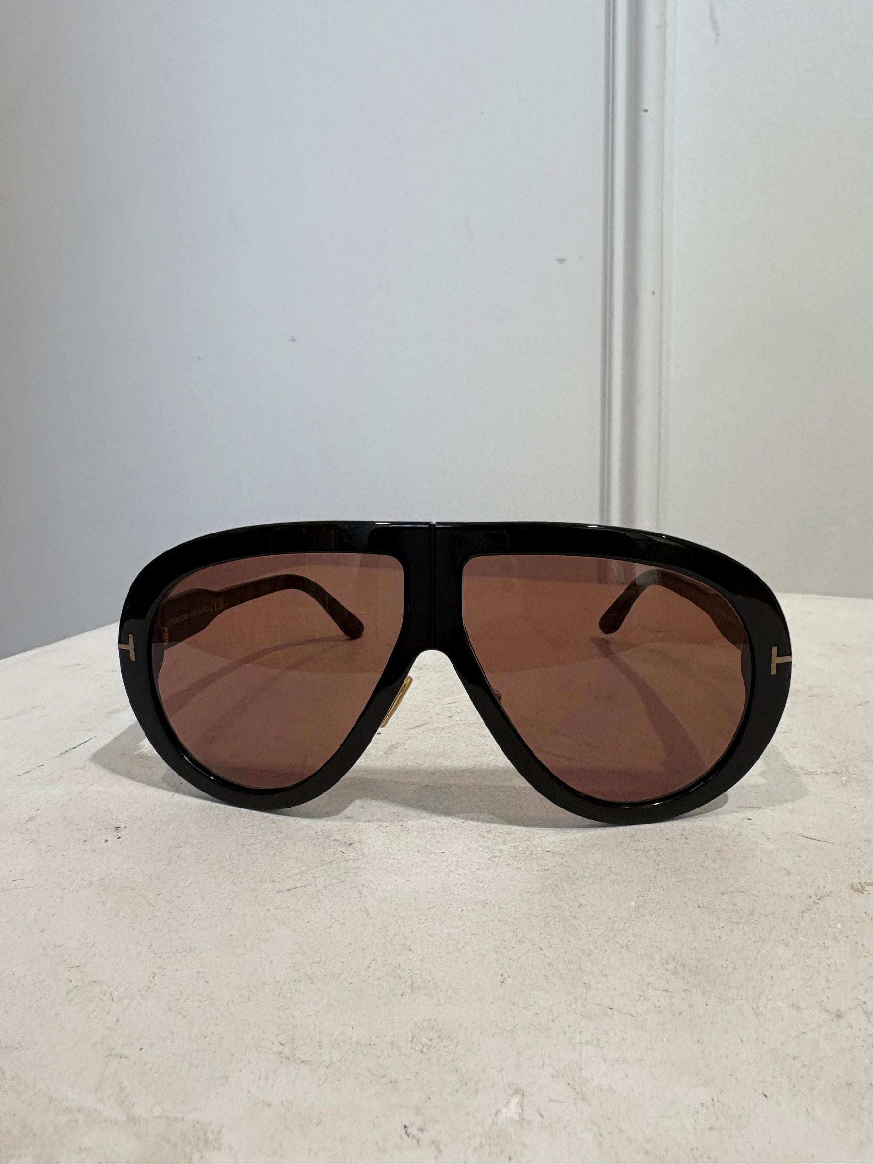 Tom Ford Black with Brown Lens Oversized Troy Sunglasses