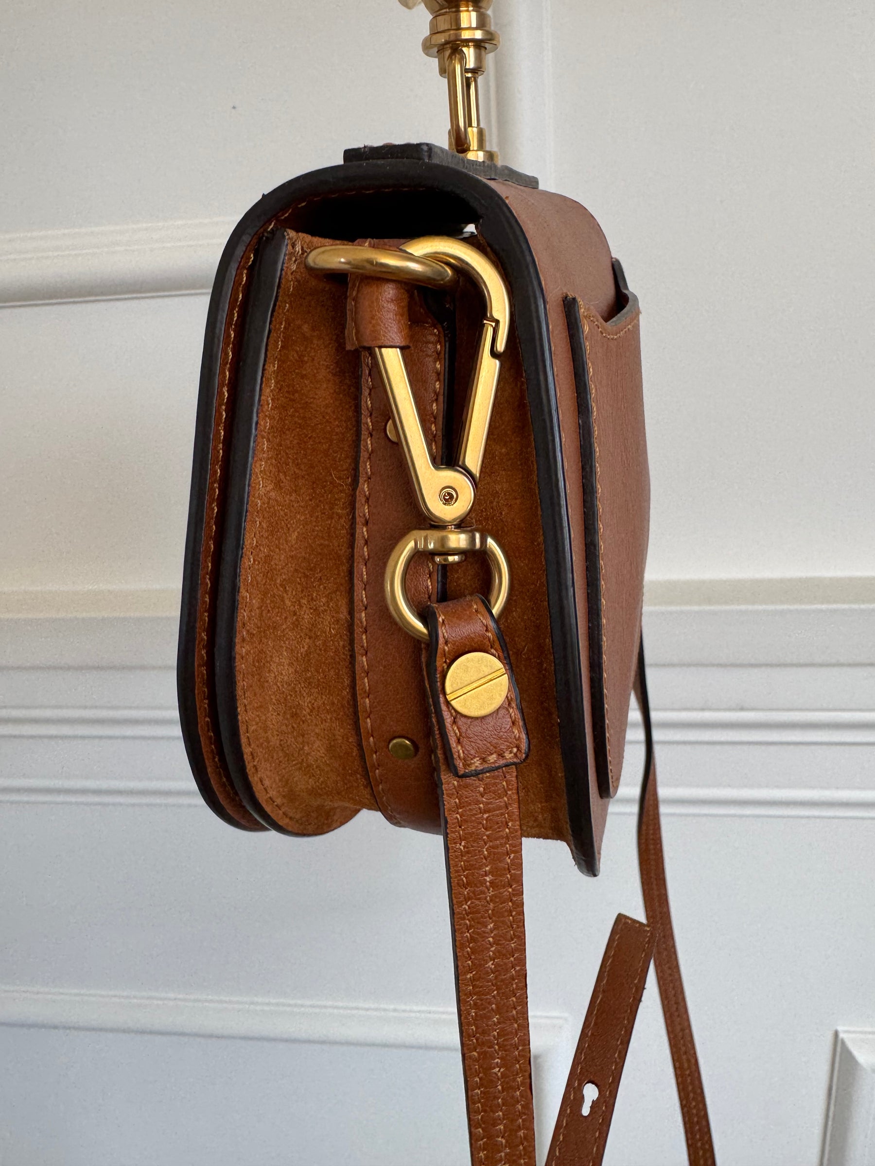 Chloé Tan Leather and Suede Nile Bracelet Bag