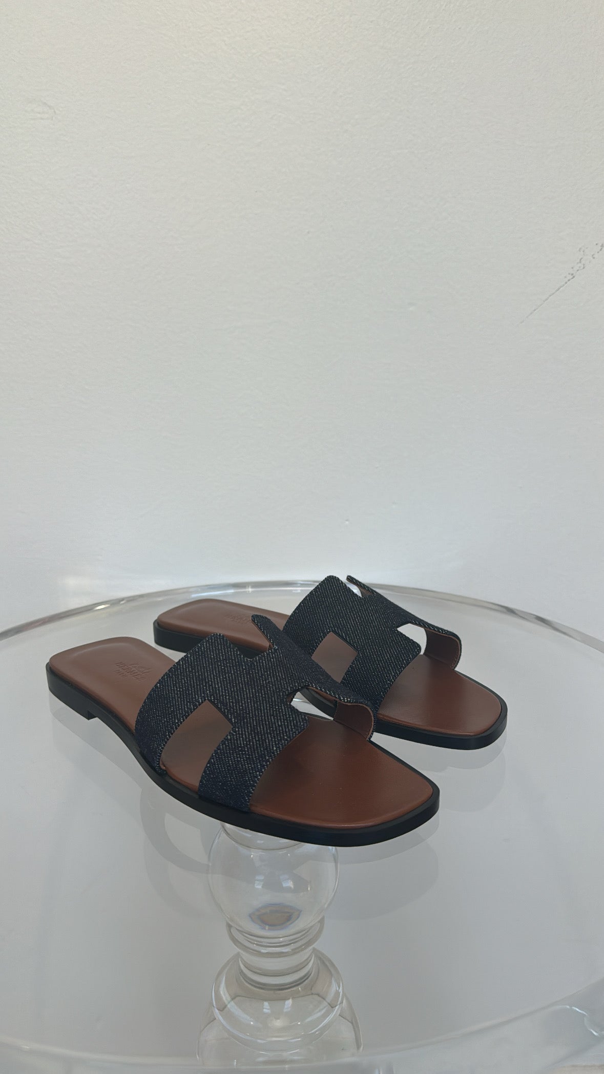 Hermès Denim Bleu Oran Sandals, 37.5
