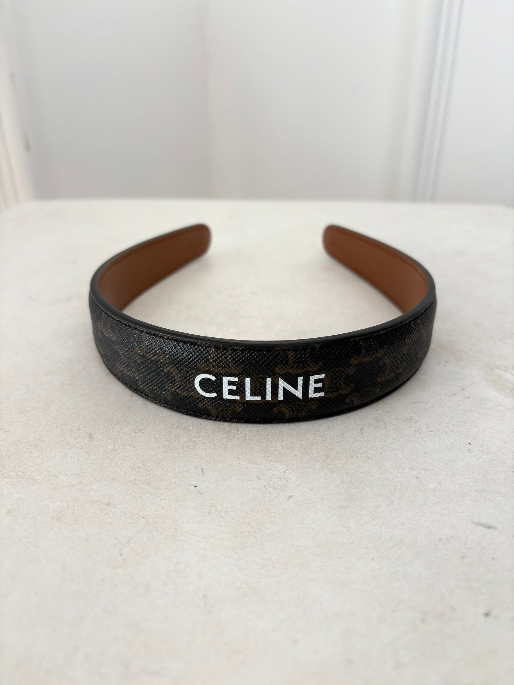 Celine Black Triomphe Logo Headband