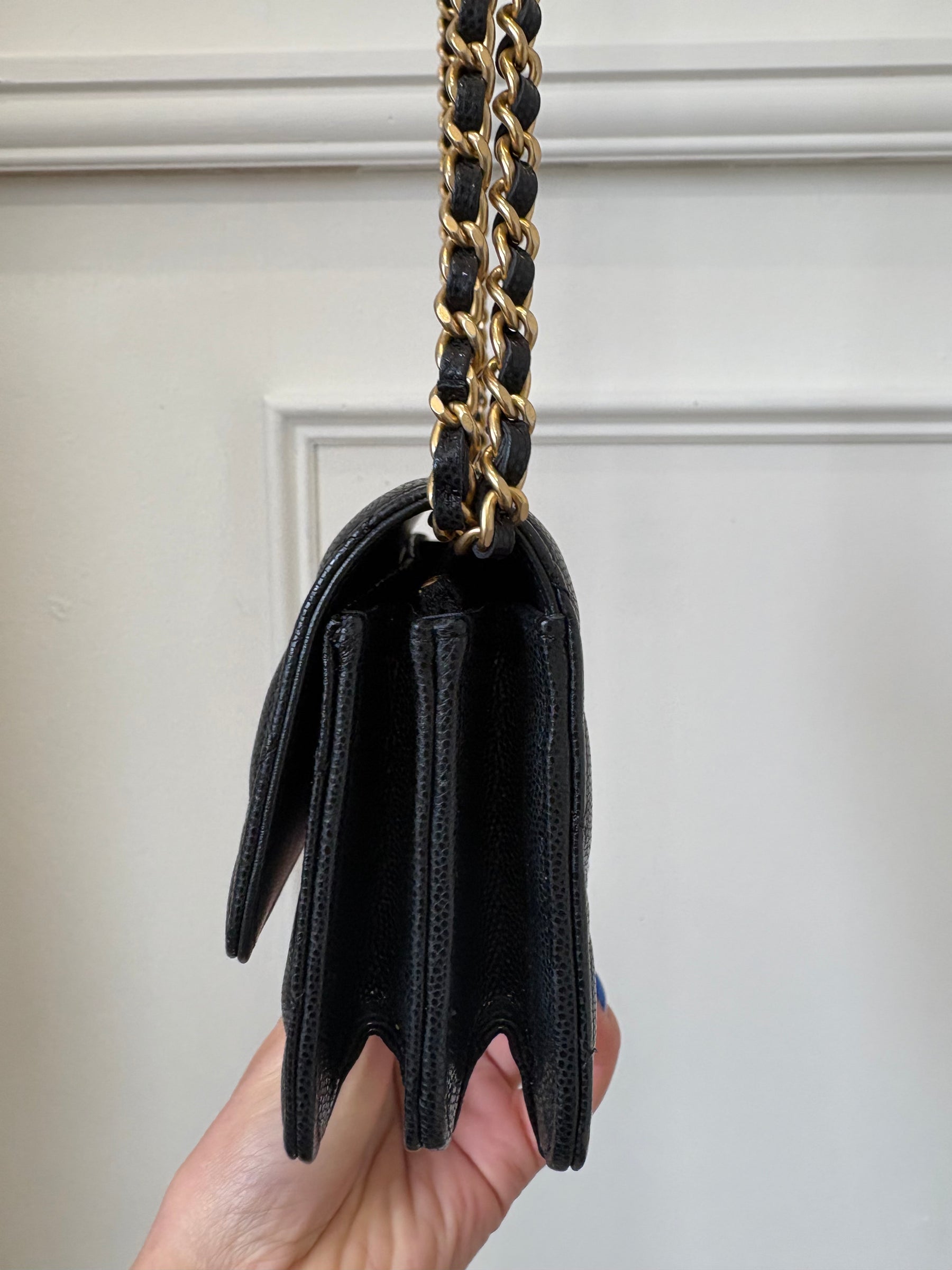 Chanel Black Caviar Leather Wallet on Chain